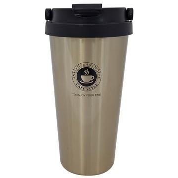 304不鏽鋼環保提手保溫咖啡杯  500ml  杯口直徑8cm  奢華金  1個