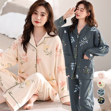 Sleeping Beauty 優雅低調開襟長袖居睡衣-4色可選