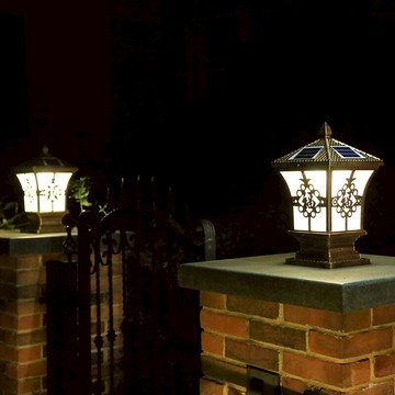 奇光雅院太陽能柱頭燈戶外大門圍墻燈庭院防水室外燈花園別墅家用