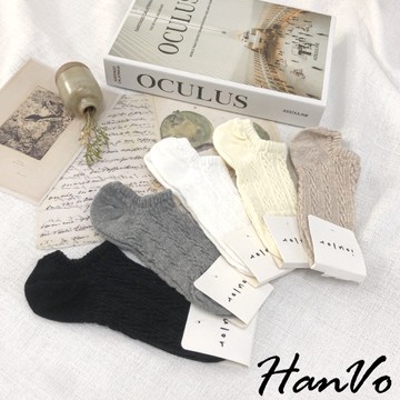 【HanVo】日系少女純色麻花船型襪 甜美可愛百搭短襪 韓國襪子 中筒襪 襪子 女生配件 A12-6067