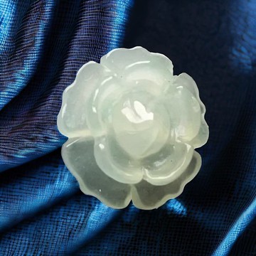 冰種翡翠牡丹花 | 裸石 | 天然緬甸玉翡翠A貨 | 送禮