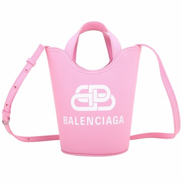 BALENCIAGA Wave 字母印花帆布手提/斜背包(粉色)