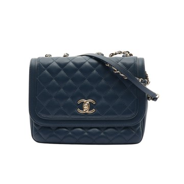 CHANEL 香奈兒 Lovely Day Flap 肩背包 深藍色 菱格紋 羊皮 【二手名牌BRAND OFF】