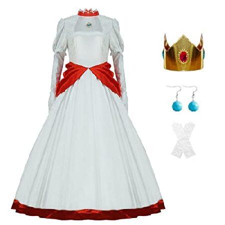 PAINEOMN Princess Peach Costume Women Super Bros Cosplay Dress