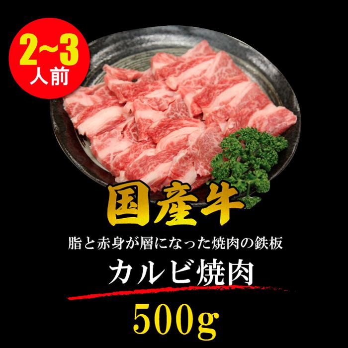 国産牛 カルビ 焼肉 2~3人 500g やきにく BBQ バーベキュー ギフト 贈り物 プレゼント お歳暮 お中元 内祝い 贈答