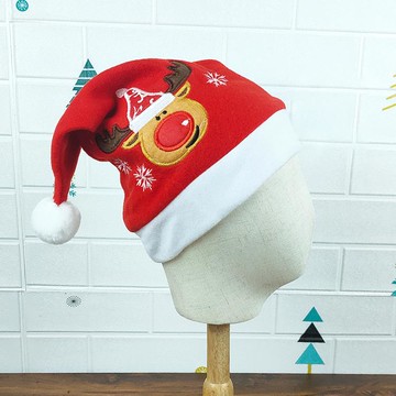 絨布繡花卡通圣誕帽成人圣誕老人帽圣誕裝飾節日派對聚會裝扮