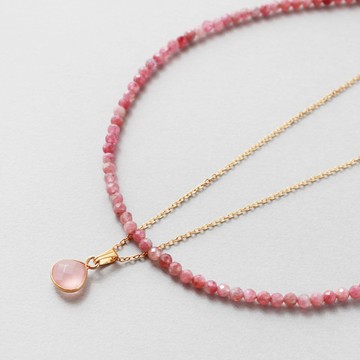天然石項鍊組 粉色