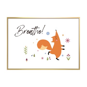 春日的小狐狸 雀躍 畫 Breathe 可愛風  30 x 40cm  金色