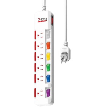 iPlus 保護傘 7開關6插延長線 3孔  4.5m  白色  1條