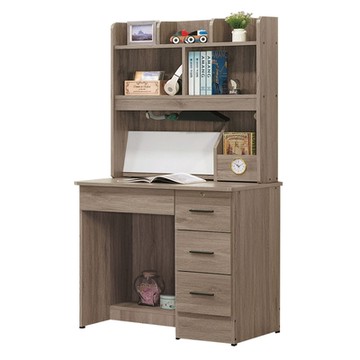 【綠活居】瓦利 現代3尺四抽書桌組合(二色可選＋上＋下座)-90x57x153cm免組