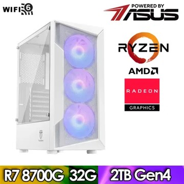 華碩B650平台【FE1GI1045A】(R7-8700G/32G/2TB)