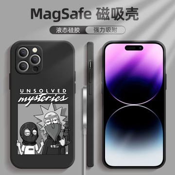 iPhone16+手機殼瑞克和莫蒂液態硅膠磁吸蘋果17ProMax創意15pro時尚適用14pro max男高檔13軟殼17pro全包防摔