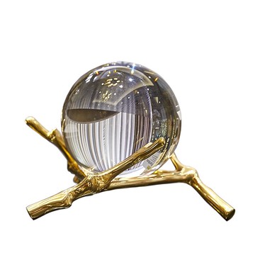 免運 全網最低價 招財擺件 輕奢純銅招財水晶球擺件客廳電視柜酒柜辦公室喬遷禮品裝飾品擺設 可開發票 快速出貨