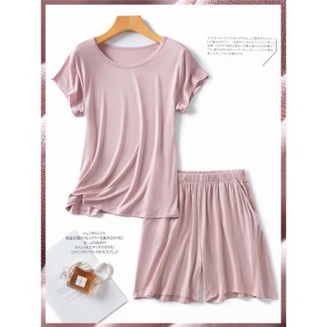 睡衣女夏季冰絲短袖短褲可外穿莫代爾簡約家居服兩件套裝夏天薄款