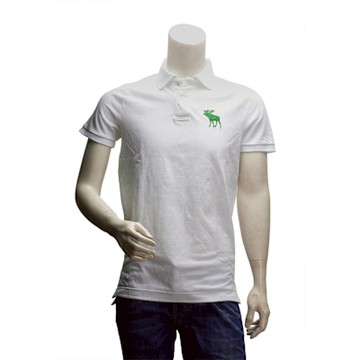 Abercrombie & Fitch 綠麋鹿POLO衫(男-白-M)