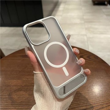 umj適用于iphone16pro手機殼折疊式金屬支架16pm磁吸充電蘋果15proMax新1款3磨砂12簡約14高級防摔保護套男女