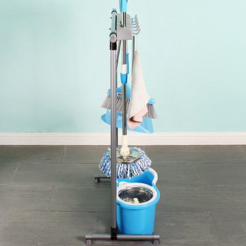 免運/開立發票 拖把收納架 置物架 架海落地式拖把架收納架掃把墩布架雨傘架銀灰色5掛6鉤省空間 快速出貨