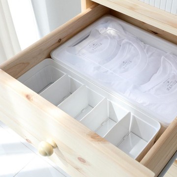 Kanikani 襪子內衣收納盒 寬版3入+窄版3入套組  1組  寬版:14.5公分 x 35公分 x 10公分;窄版:10公分 x 35公分 x 10公分  白色