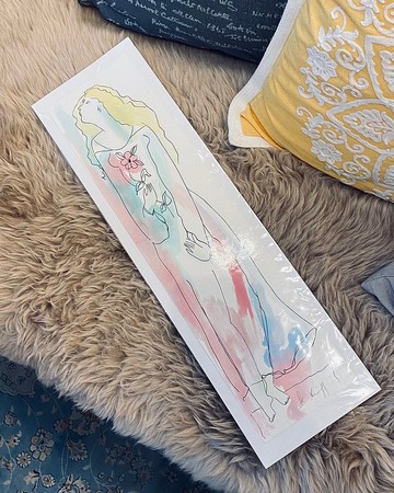 Linda Le Kinff-Woman女人-Watercolor on print簽名版畫01