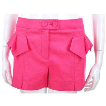 SCERVINO 桃紅色荷葉裁片棉質短褲