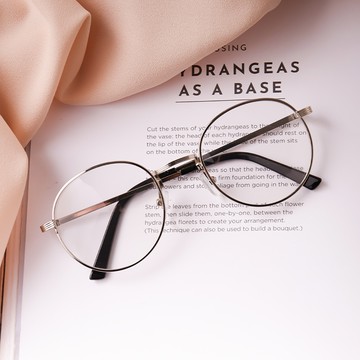 韓國沉醉目光直紋復古造型圓框平光鏡【G1050】-銀