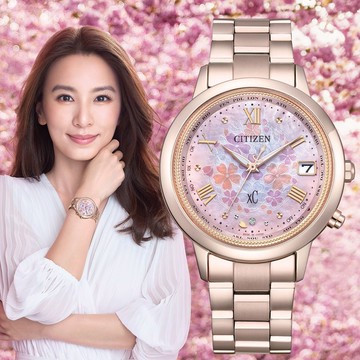 CITIZEN 星辰 XC Hebe田馥甄廣告款 花曜日台灣限定 光動能鈦金屬電波女錶 CB1135-52N