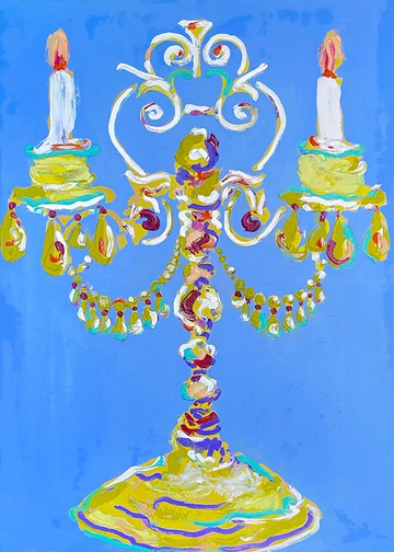 現代燭台原創油畫室內藝術厚塗抽象藝術