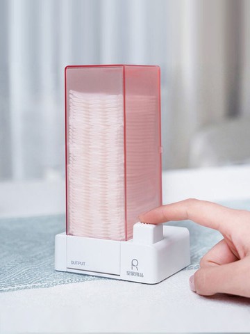 皇家用品自動化妝棉收納盒按壓式懶人輕奢帶蓋梳妝臺桌面卸妝棉盒