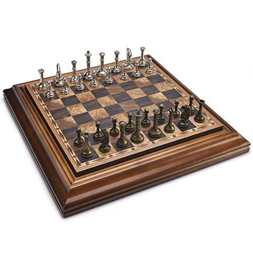 チェス チェスト |AMEROUS 14 inches Wooden Chess Set with Metal Chess Pieces   2.5'