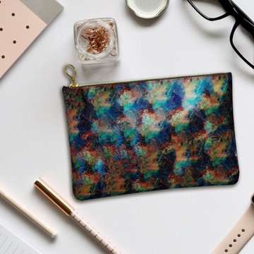 閃耀奪目、色彩鮮豔的神秘海中鮑魚貝殼皮革手拿包 真皮