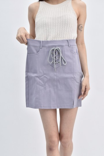 (M) 素面綁繩紫色褲裙