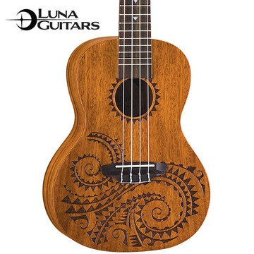 美國 LUNA TATTOO 23吋烏克麗麗 夏威夷圖騰 雷射雕刻 刺青 桃花心木