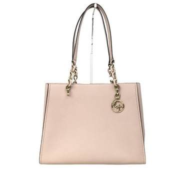 michael kors 粉色皮革金練手提包