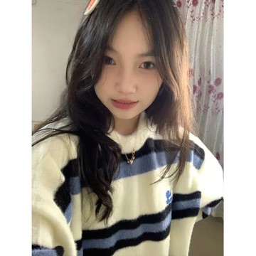 古著vintage條紋針織毛衣女秋冬設計感小眾慵懶風軟糯糯上衣ins潮