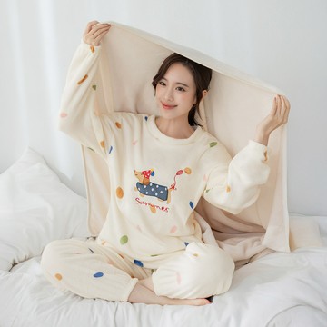 【追加到貨】niceioi 萌寵Party!繽紛圓點珊瑚絨1+1睡衣套裝