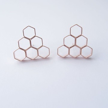 幾何風景8  玫瑰金屬耳環