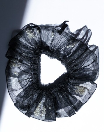 SARTO..輕配件系列/透明紗珠飾髮圈・黑