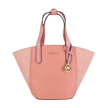 MICHAEL KORS MK絨面拼接皮革扇形手提/托特包-小/柔粉