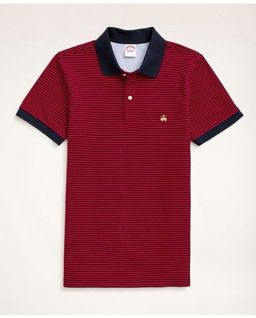 Brooks Brothers Men's Golden Fleece Slim Fit Feeder Stripe Polo Shirt | Red | Size Large