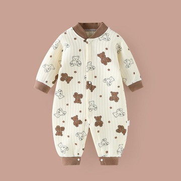 嬰兒連體衣春秋冬裝保暖冬季夾棉秋季兒衣服早秋寶寶三層加厚爬服鑫弘-萌寶童裝可開發票