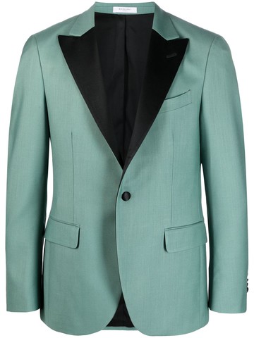 Boglioli - contrasting-lapel tuxedo blazer - men - Wool/Viscose/Mohair/Polybutylene Terephthalate (PBT) - 50 - Green