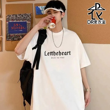DR更衣室-T恤 日系字母印花短袖 五分袖 男生衣服 大學T 衣服 ins潮流 大尺碼5XL【NL623062】