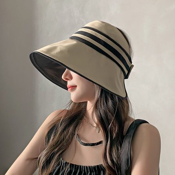 日本黑膠空頂帽可摺疊夏季遮陽帽子女士沙灘防曬帽休閒太陽漁夫帽 遮陽漁夫帽 帽子 防曬帽 遮陽帽 淑女帽 渡假帽子 防曬