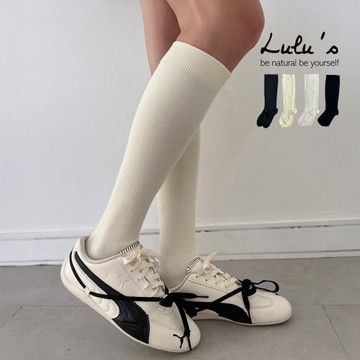 LULUS/歐膩必備素色細坑條膝下長襪子４色【A09250042】