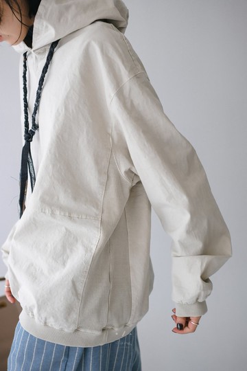 蘑菇水洗高質感連帽長袖上衣