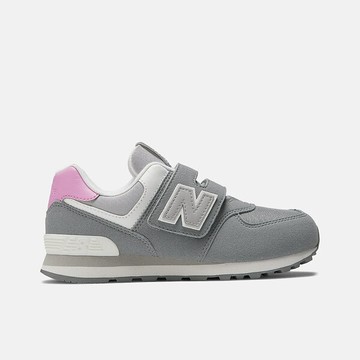 New Balance [PV574MG1] 中大童 休閒鞋 經典 復古 NB 574 W寬楦 魔鬼氈 麂皮 舒適 灰粉