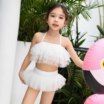ins風小天使兒童洋氣游泳衣網紅女孩寶寶比基尼學生走秀溫泉泳裝