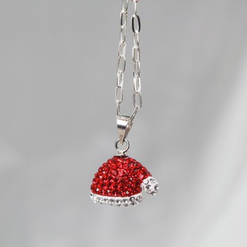 【SWS飾品】迷你聖誕帽項鍊 純銀項鍊 施華洛世奇水鑽 紅白配色