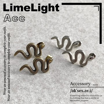 ☆LimeLight☆ 單頭蛇 蛇 暗黑 百搭 飾品 鈦鋼 造型 耳環 耳針 蛇年