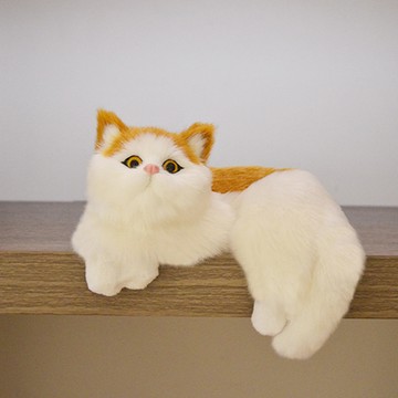 洛陽牡丹 仿真寵物貓咪皮毛動物擺件居家裝飾創意工藝品客廳電視橫掛貓